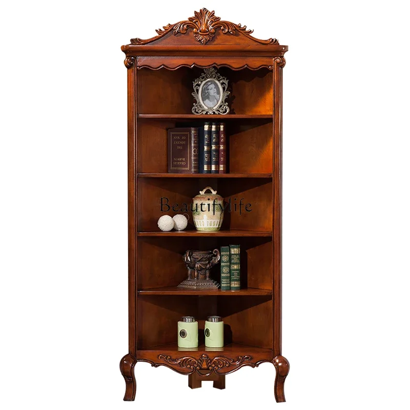 

European corner cabinet against the wall High-grade American display solid wood triangular cabinet