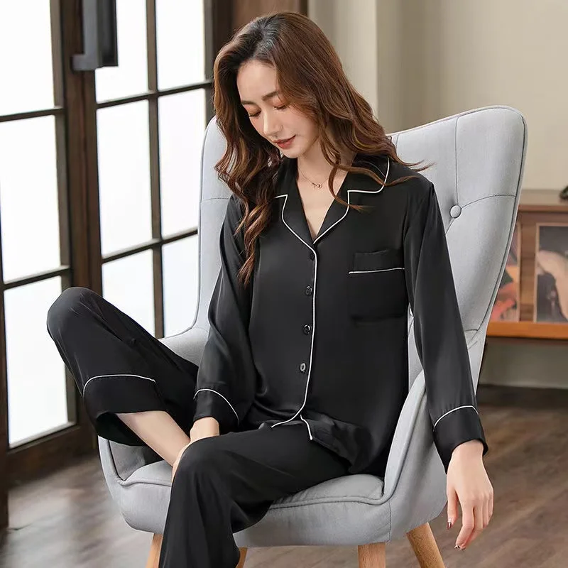 

Ice Silk Pajamas Women Thin Korean Sweet Satin Home Wear Two Sets Pajamas for Women Sexy Pijamas for Woman