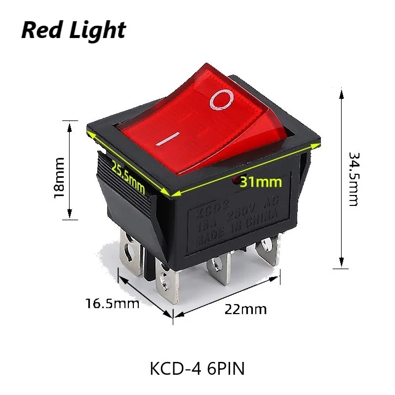 KCD234 rocker switch push button switch on off switch lLED 346PIN
