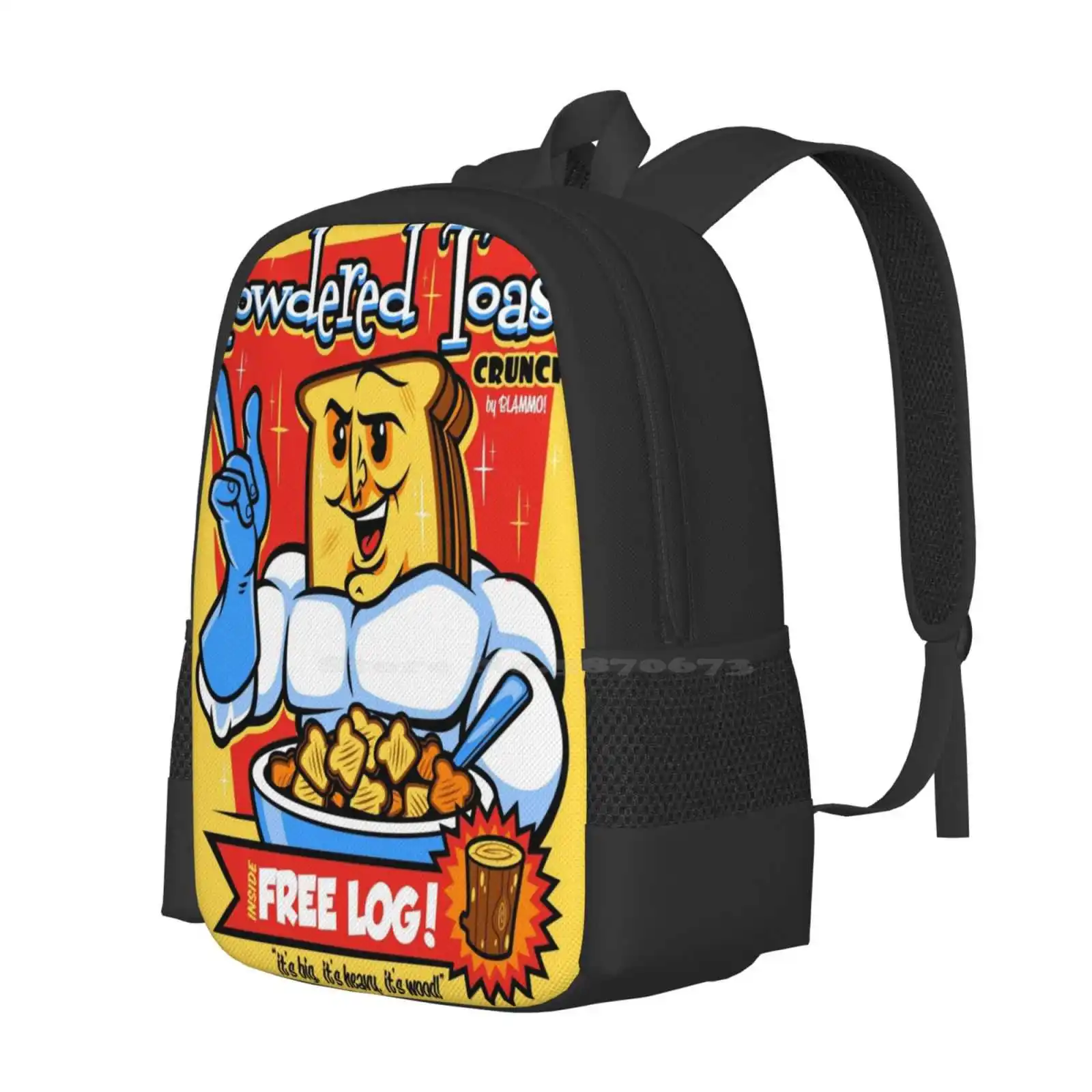 Powdered Toast Crunch School Bag Big Capacity Backpack Laptop Cereal Harebrained Powdered Toast Crunch Ren And Stimpy