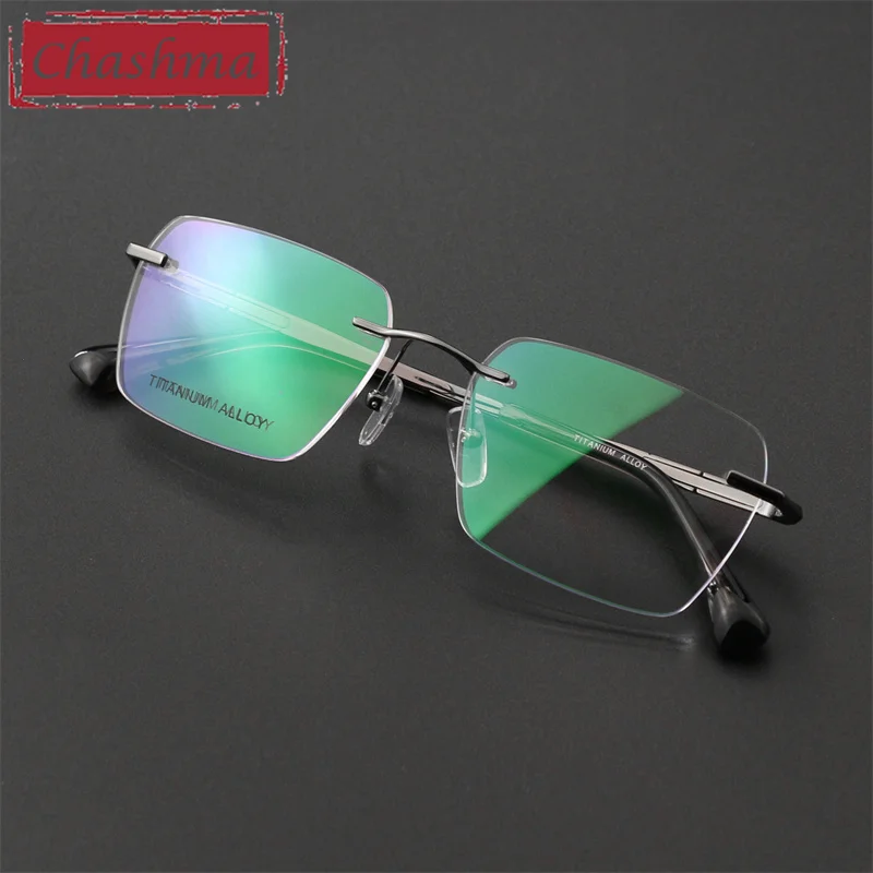

Chashma Rimless Recipe Glasses Men Pure Titanium Gafas Ultra Light Optical Eyewear Flexible Spectacles Eyeglasses Frame for Male