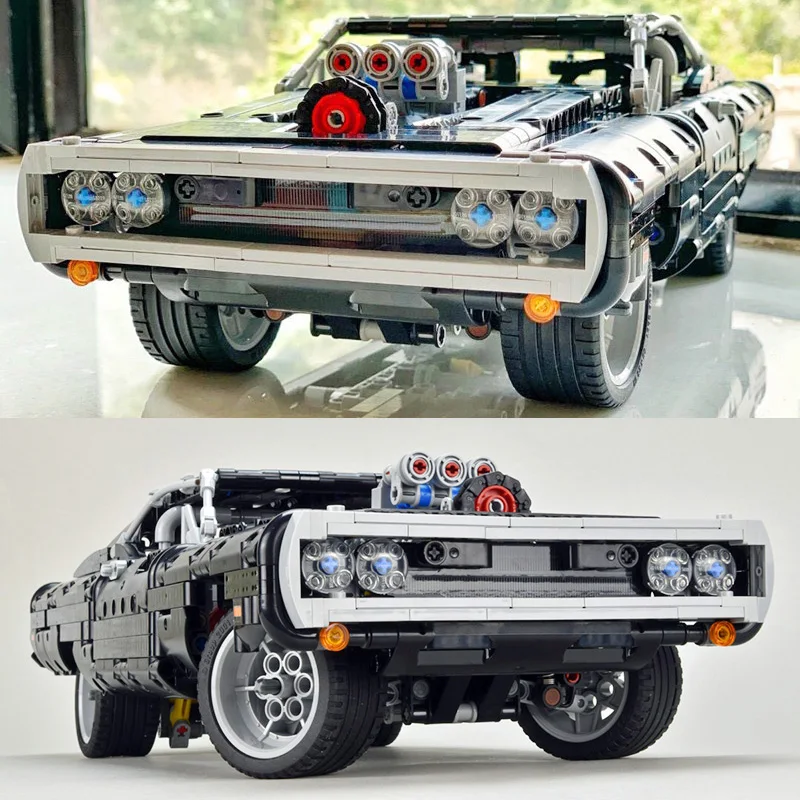 Technisches Auto Dodge Charger Rennwagen Bausteine Modell Ziegel Spielzeug im Film Fast Furious Fahrzeug Geschenke für Freund
