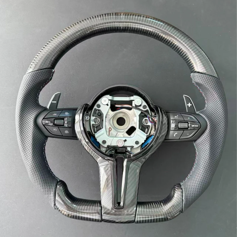 Custom Blue Stitching Trim Carbon Fiber Sport Steering Wheel Fit F20 F21 F22 F30 F32 F33 F34 F36 F80 F82 340i Interior Mod Parts