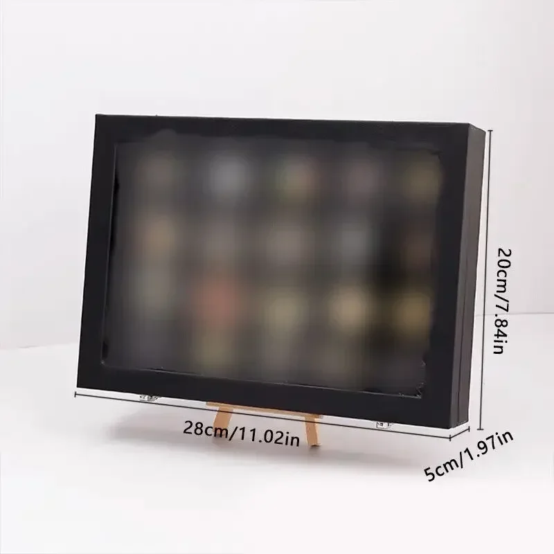 Transparent Pin Display Case with Lock Dustproof Glass Lid Badge Storage Box Jewelry Medal Collection Display Box Black
