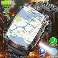 2025 New Outdoor Military GPS Sports Smart Watch Men Flashlight Compass Waterproof Health Monitoring Bluetooth Call Smartwatch