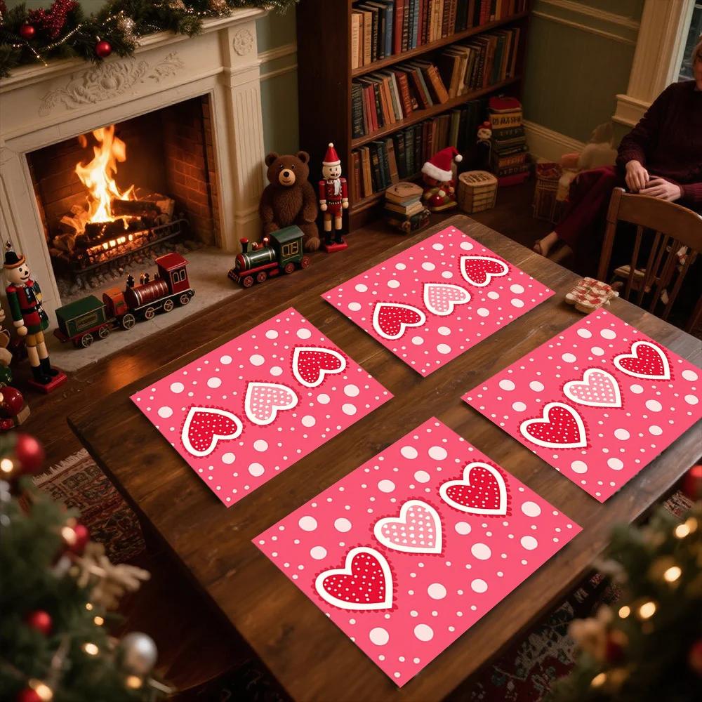 Christmas Placemats Set of 4 Red Green Holiday Table Mats for Xmas Dinner Party Decorations Festive Tableware