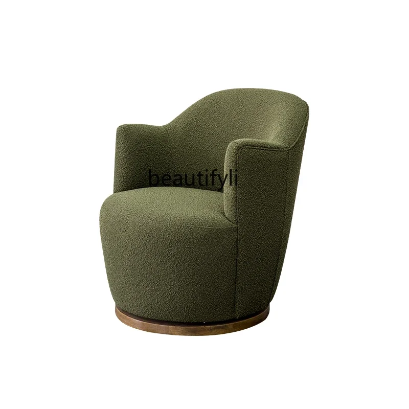 

Y American rural medieval retro simple solid wood soft bag swivel chair dark green old sofa chair interior