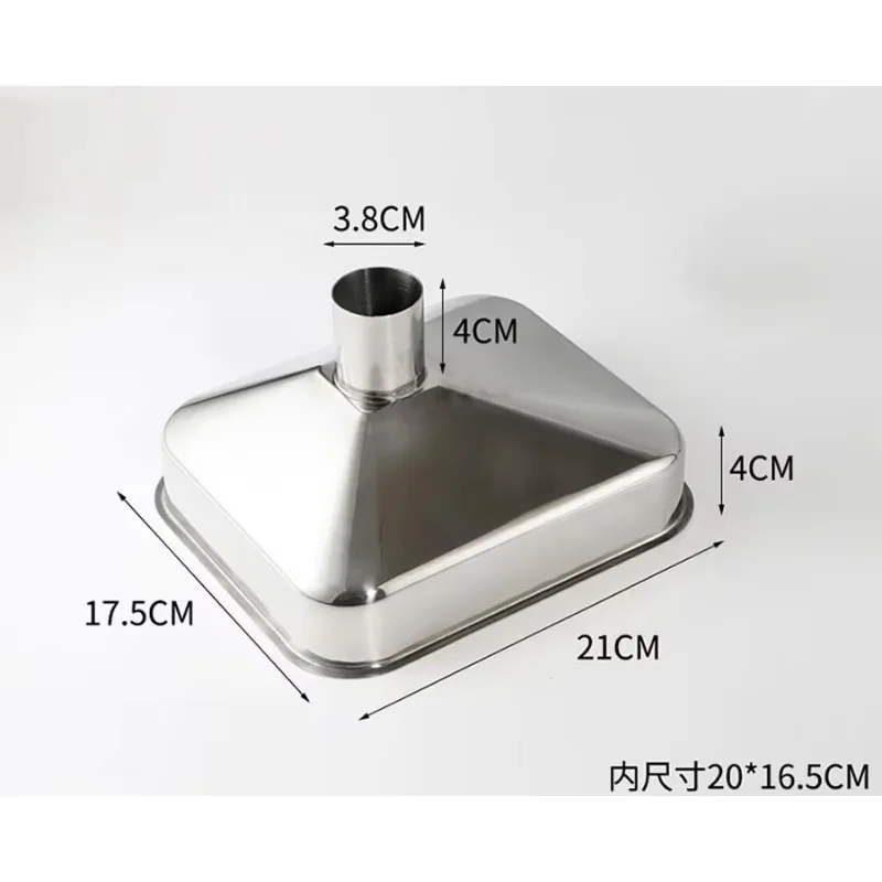 Thickened Stainless Steel Square Funnel, Large Opening Industrial Funnel for Oil and Liquid Filling