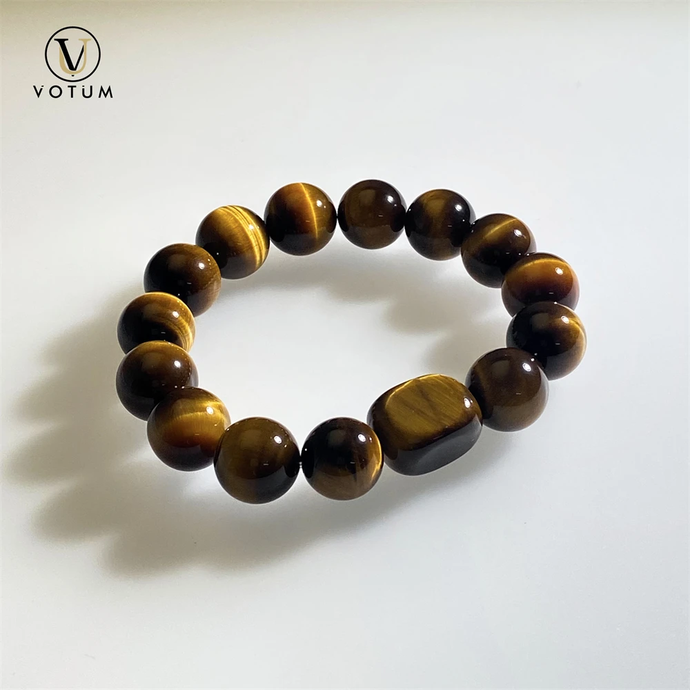 

Votum 12m Natural Yellow Tiger's Eye Bracelet for Men Women Wealthy Money Attract Crystal HealingLuck Beads Bracelets Jewelry