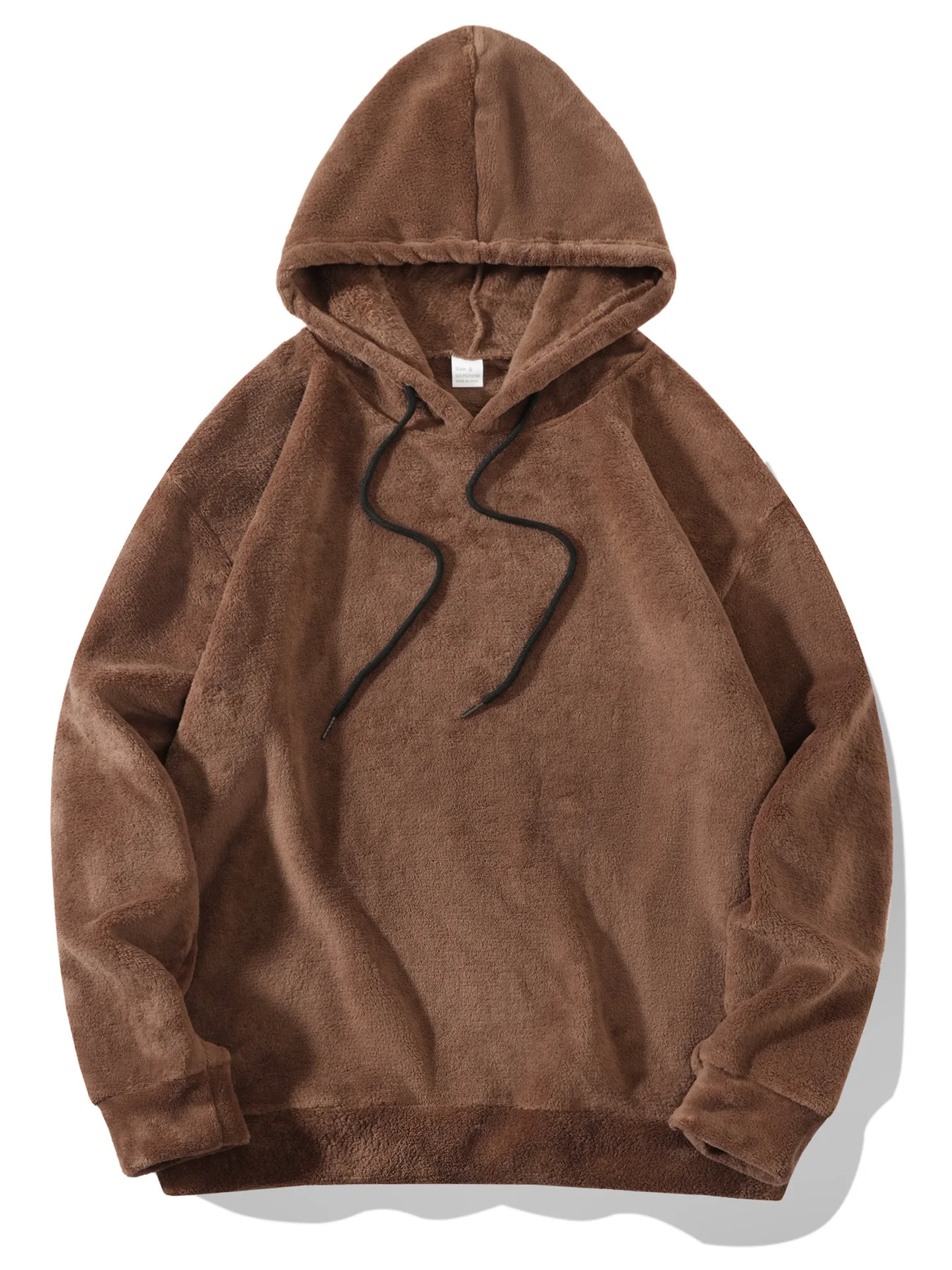 Herren Weiches Warmes Flanell Zweiteiler Set Übergroßer Kapuzenpullover mit Kordelzug Lose Hose Lässige Hauskleidung Herbst Winter Tägliche Kleidung – Detail 13