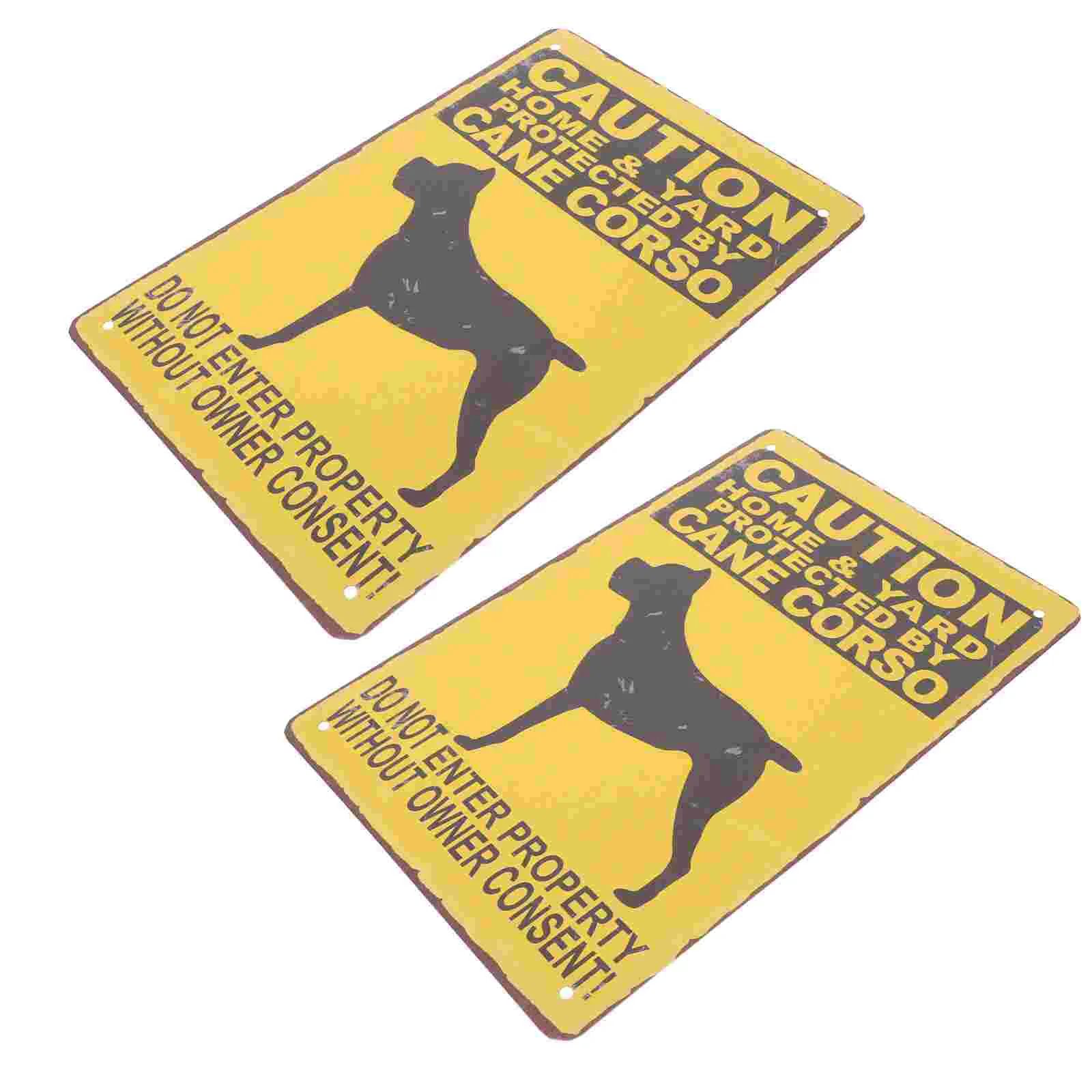 2 PCS Garden Warning Sign Dachshund Metal Plate Daschund Australian Shepherd Greyhound Door Signs Sugn Iron Dog Castro