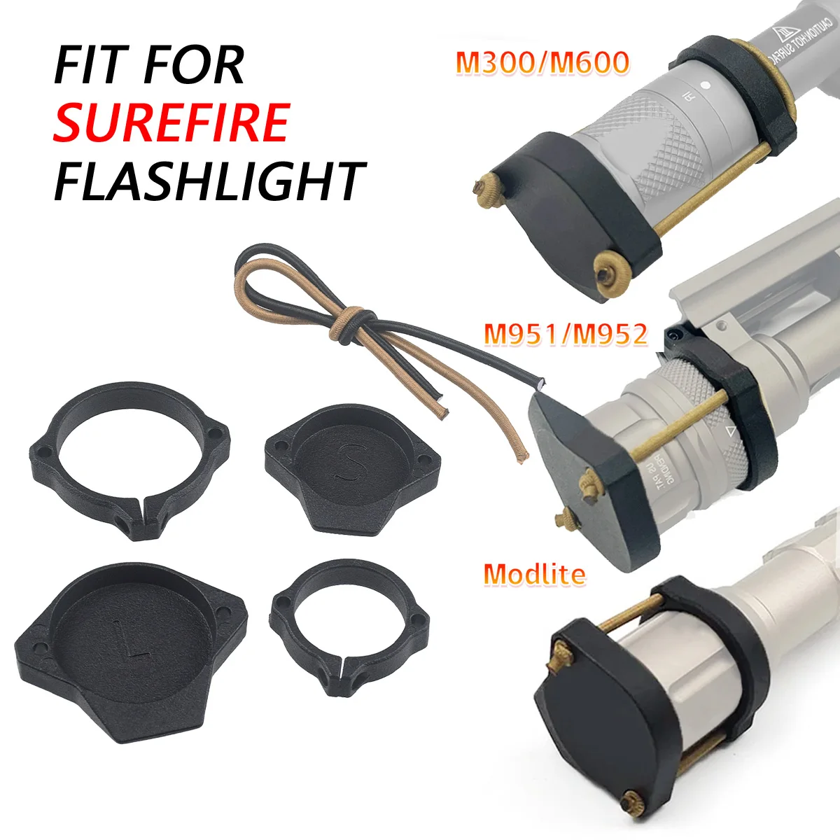 

Flashlight Protective Cover Weapon Light Front Lens Cap M300 M600 M952 M951 Modlite Scout Light Protector Hunting Accessoires