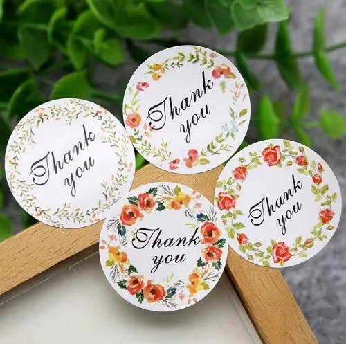 100pcs/lot Dia 3.5cm Lovely Thank You Stickers Paper Gift Seal Sticker Handmade Packing Label Stationery Supplies (SS-1646)