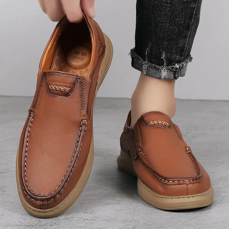 Sepatu kulit pria, buatan tangan baru Chunky Platform Retro sepatu kerja musim gugur sepatu Derby Street Highstreet Low Top pria datar kasual 2023