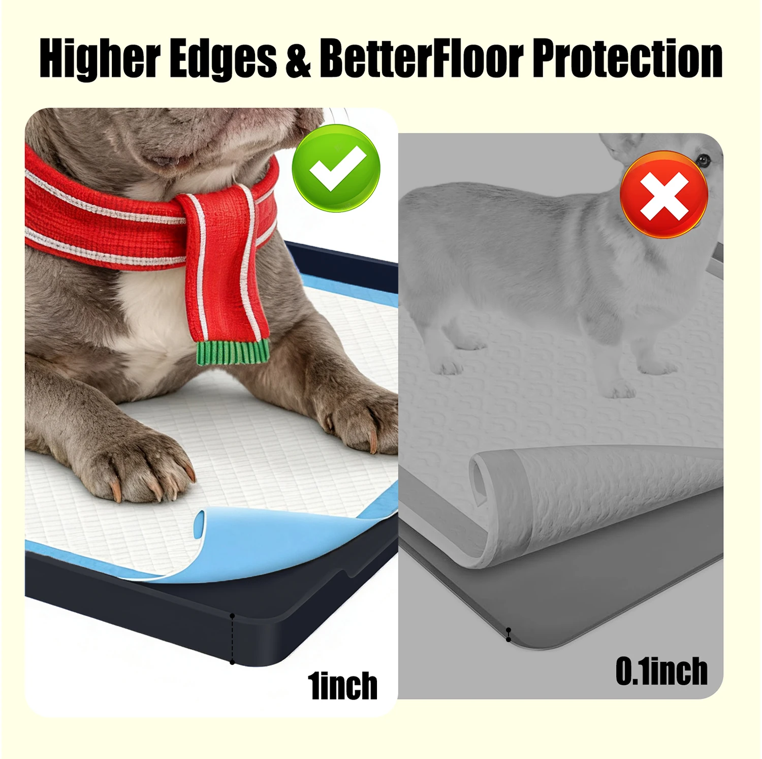 Dog urine silicone pad - suitable for 24 * 24 inch training pads, super thick anti slip, used for indoor floor protection