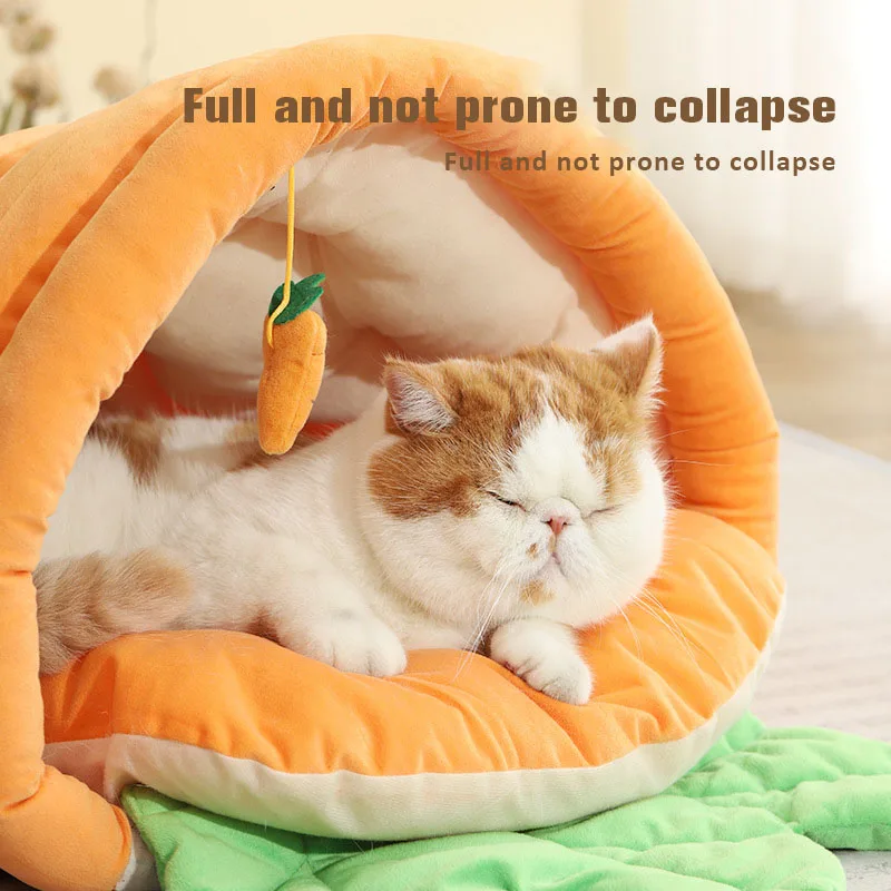 

Pet Autumn Winter Bed Warm Mat Carrot Shape Cat Kennel Removable Comfortable Nest Pad Dual-purpose Teddy Puppy Kennel