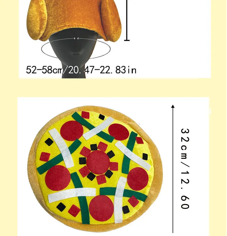 Niedliches, neuartiges Food-Hut-Set, 4-teilig – Hamburger, Pommes Frites, Pizza und Drumstick für Partys, Freizeitkleidung und Geschenke – Detail 11