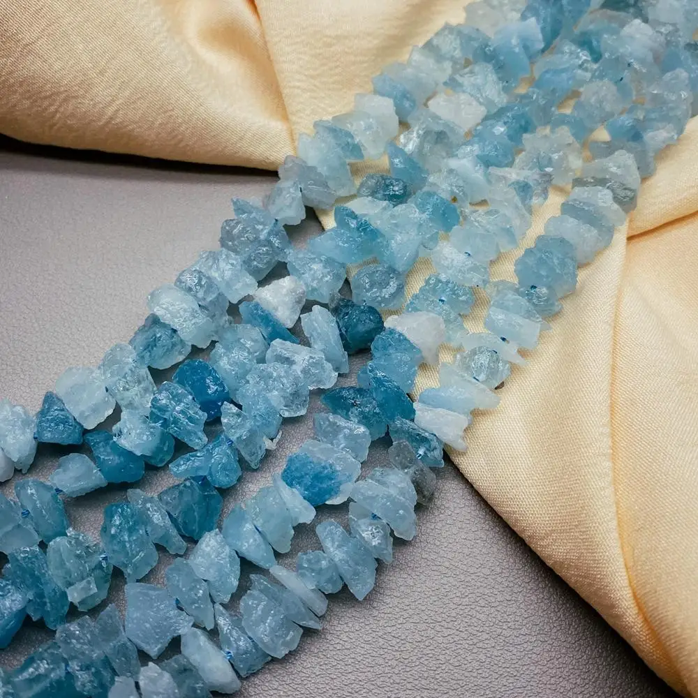 Raw Natural Aquamarine Beads Freeform Rough Nugget Blue Amazonite Gemstone 16