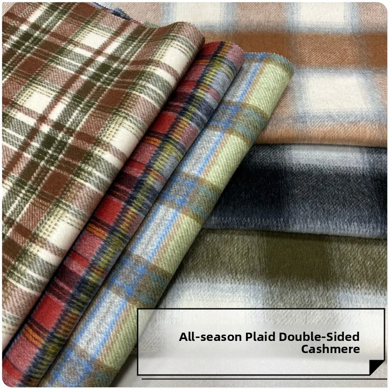 

High-End Woolen Plaid Double-Sided Cashmere Fabric Fashionable Clothing Material Handmade DIY Home Decor Professional Design