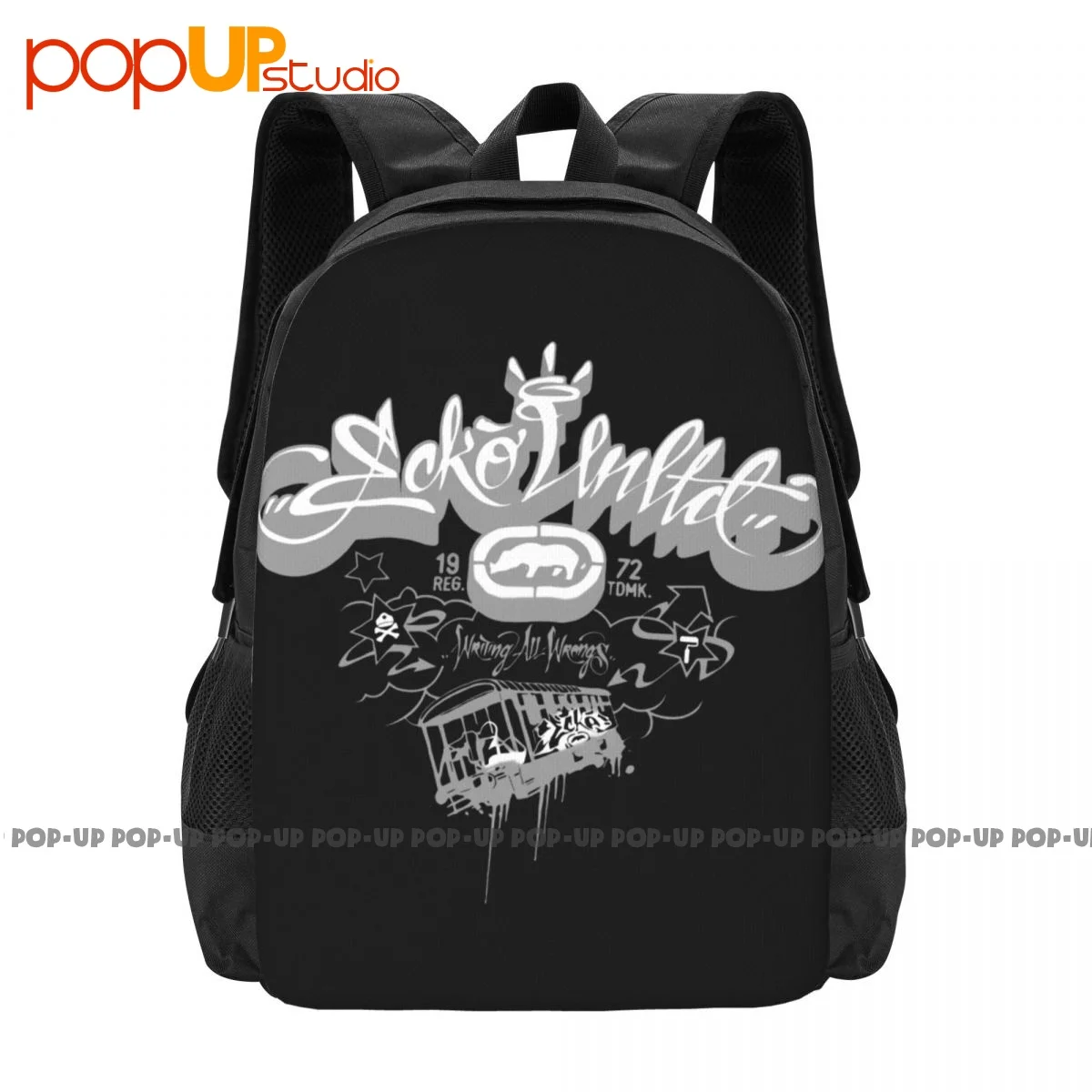 Ecko_Unltd Graphic Backpack Large Capacity School Softback Shopping Bag Outdoor Running