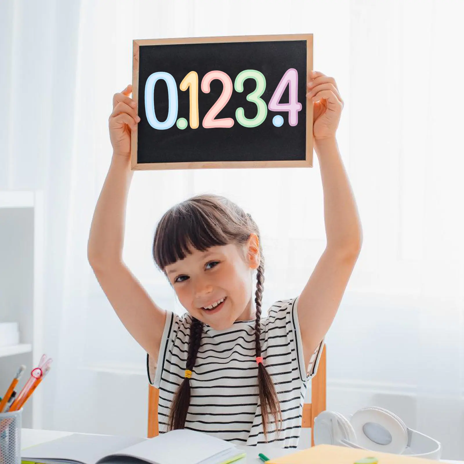 

5 Sheets Vibrant Removable Number Decals Self-Adhesive for Kids Learning Classroom Organization Door Numbers Large House Address