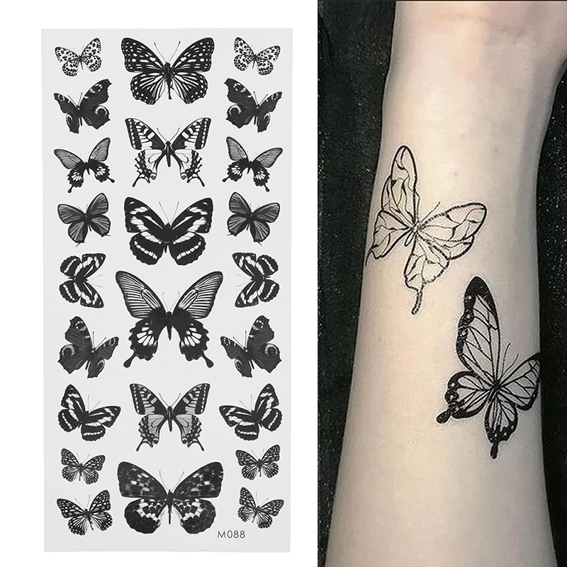 1 Sheet Waterproof Temporary Tattoo Sticker 3D Butterfly Fake Tattoo Flash Transfer Tatoo Leg Arm Hand Foot for Women Body Art