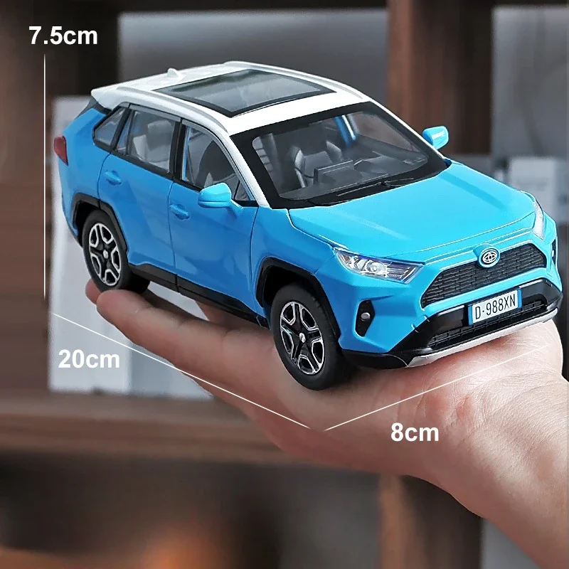 Toyota rav4-合金カーモデル,シミュレーション1:22,ミニチュア,ダイキャスト,オフロード車のおもちゃ,音と光,男の子へのギフト