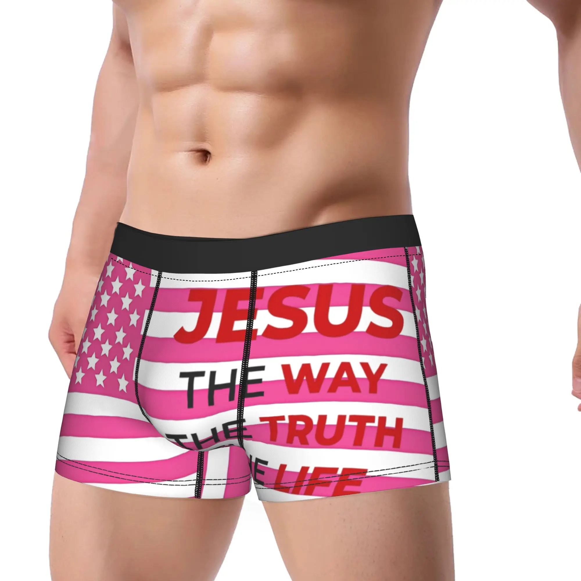 

Розовый американский флаг Чарли Кирк, мужское нижнее белье, трусы-боксеры, шорты, забавные трусы со средней талией для Homme, большие размеры