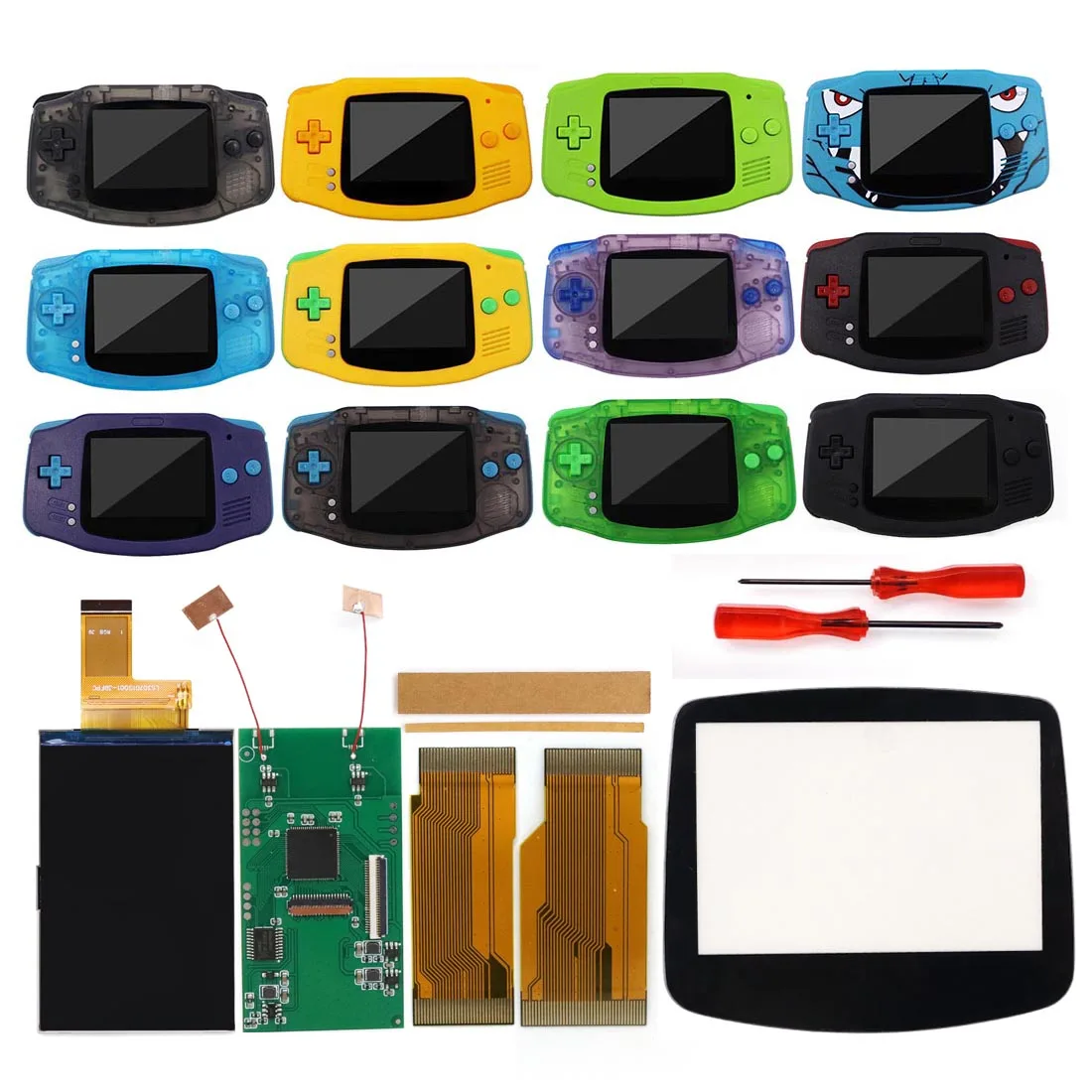 HISPEEDIDO 3.0 inch GBA IPS V5 Backlight LCD Screen Display Kits Adjustable Menu With Pre-cut Shell For GameBoy Advance Console