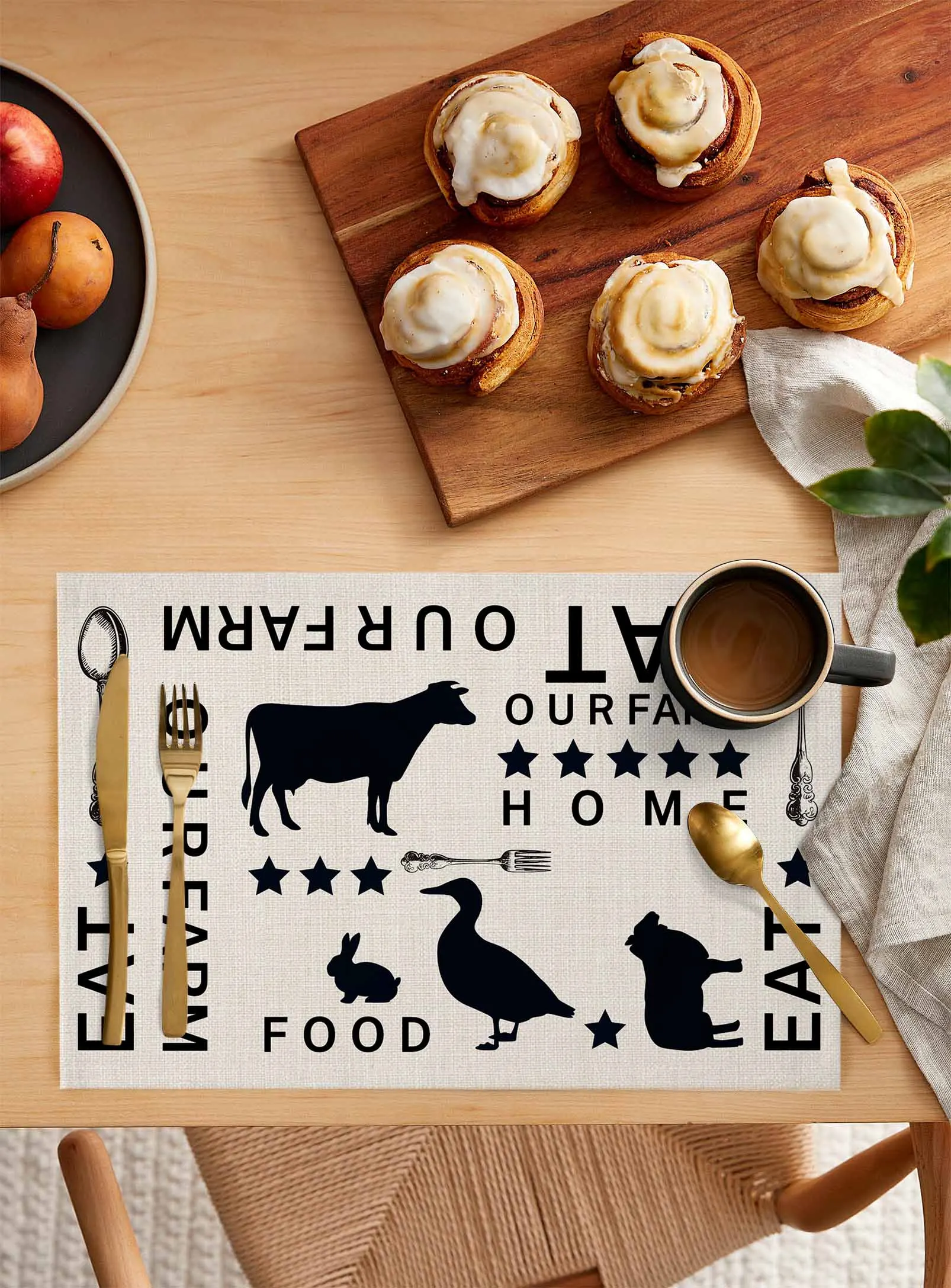 Farm Chicken Cow Pig Animal Placemat Wedding Party Dining Decor Linen Table Mat Kitchen Accessories Table Napkin