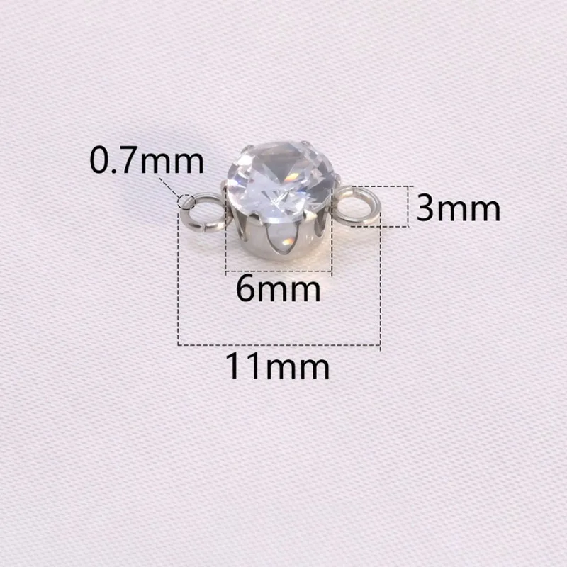 10 Stück Edelstahl-Anhänger mit Doppelbohrungen, Kristall-Strass-Verbinder für Ohrringe, Halsketten, Anhänger, DIY-Schmuckherstellung – Detail 3