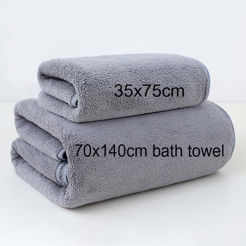  Coral Fleece Thickened Towel and Bath Towel Set, Solid Color, Soft and Absorbent, Suitable for Home Gym Face Washing Towels 