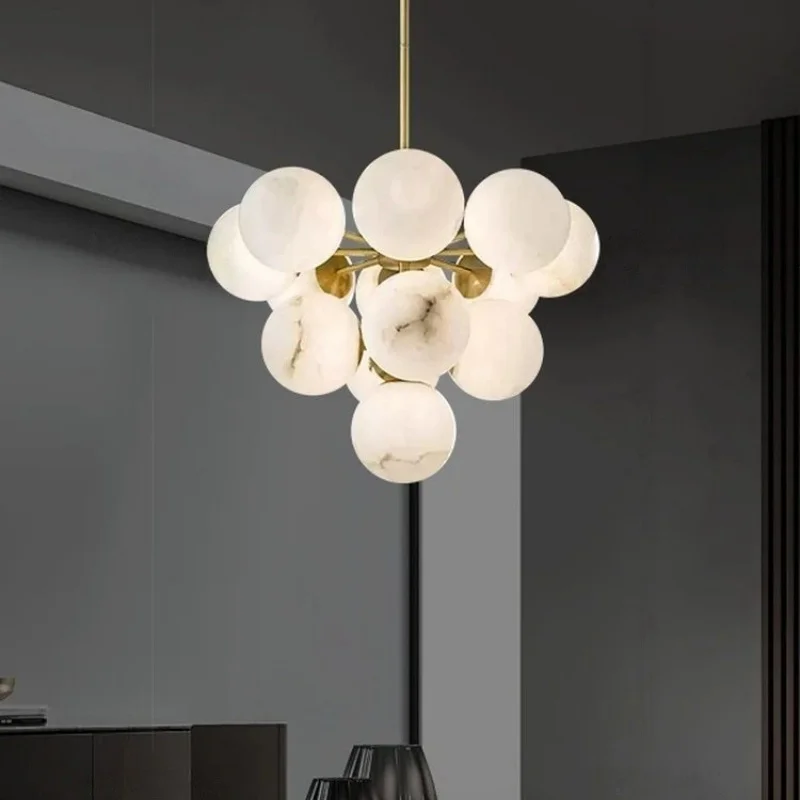 

Modern Globe Pendant Light In Marble And Brass Creative Hanging Lamp For Dining Room And Living Room Chandelier Fixture