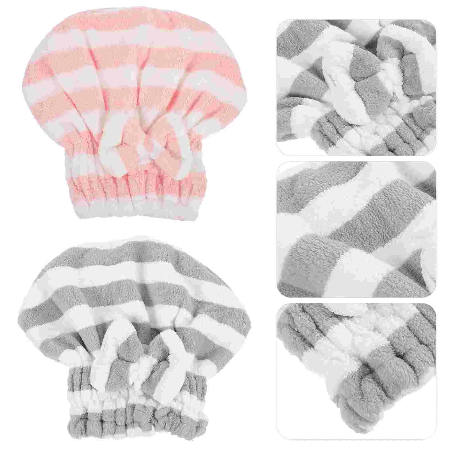 2pcs Absorbent Hair Drying Wrap Towel Hat Wet Hair Dry Turban Wrap Quick Drying Head Cap Towel hair drying hat