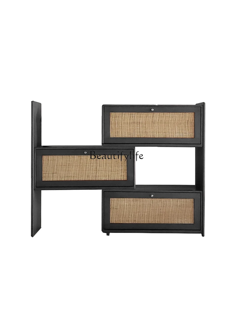 

Nordic Light Luxury Hallway Shoe Cabinet Modern Minimalist Black Multi-Functional Storage Hall Cabinet