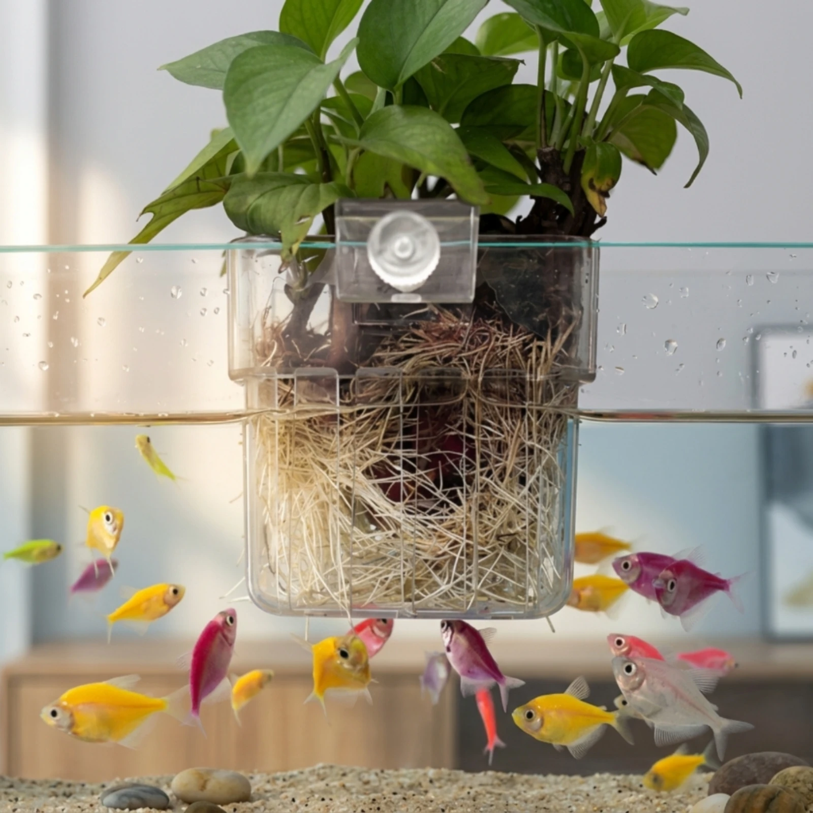 Wall-Mounted Aquatic Habitat Planter Space-Saving Hanging Aquatic Fish Habitat Plant Holder Hanging Aquatic Habitat Plant Holder