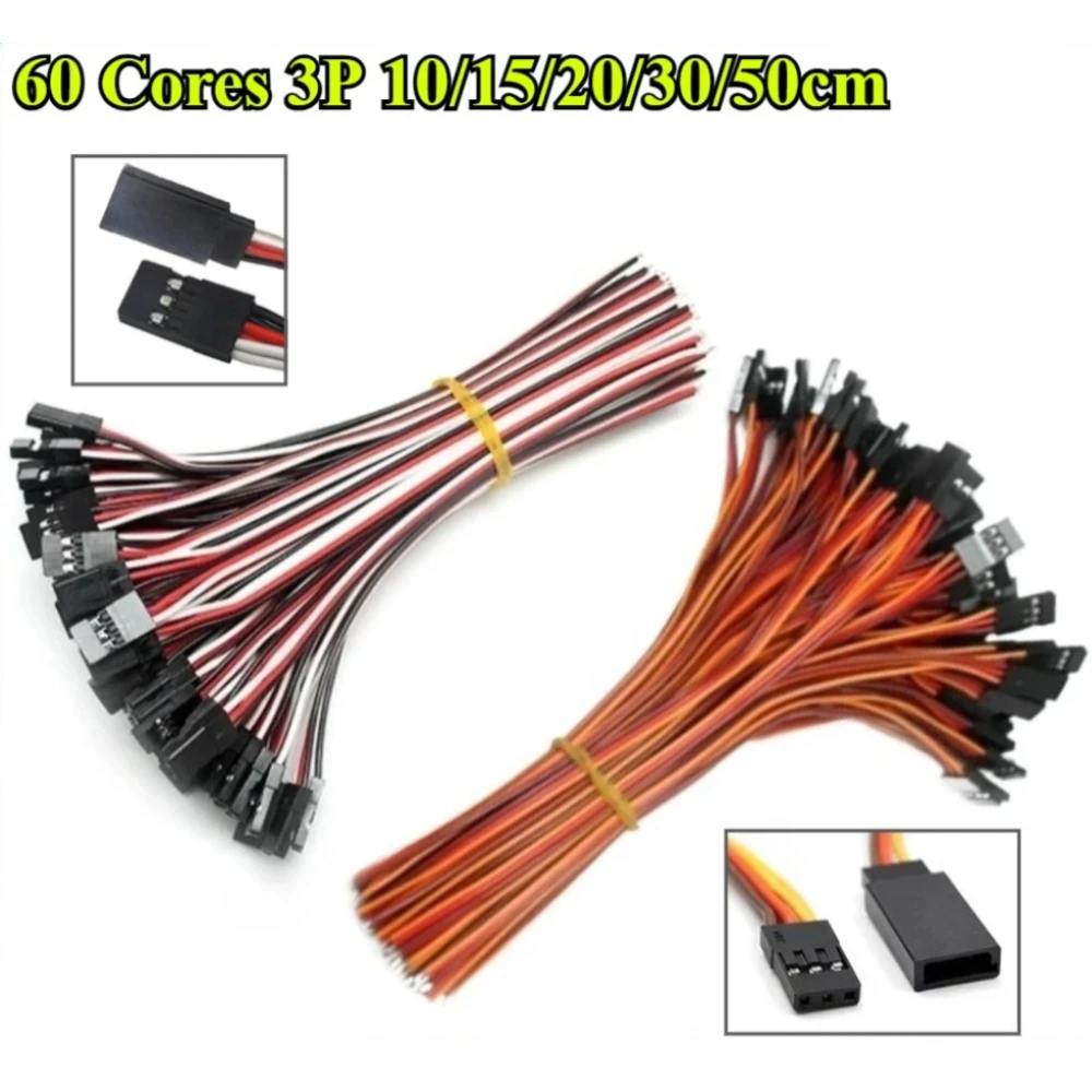10Pcs Prewired JR Futaba Male Female Servo Cable Plug 60 Cores Dupont 3 Pin Wire Length 10/15/20/30/50cm for RC Car Model Plane