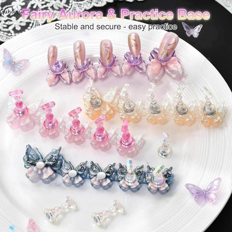 

[WHB]5pcs Aurora Butterfly Magnetic Nail Tip Display Stand For Manicure Press-On Nails Training Gel Nail Polish Nail Tip Display