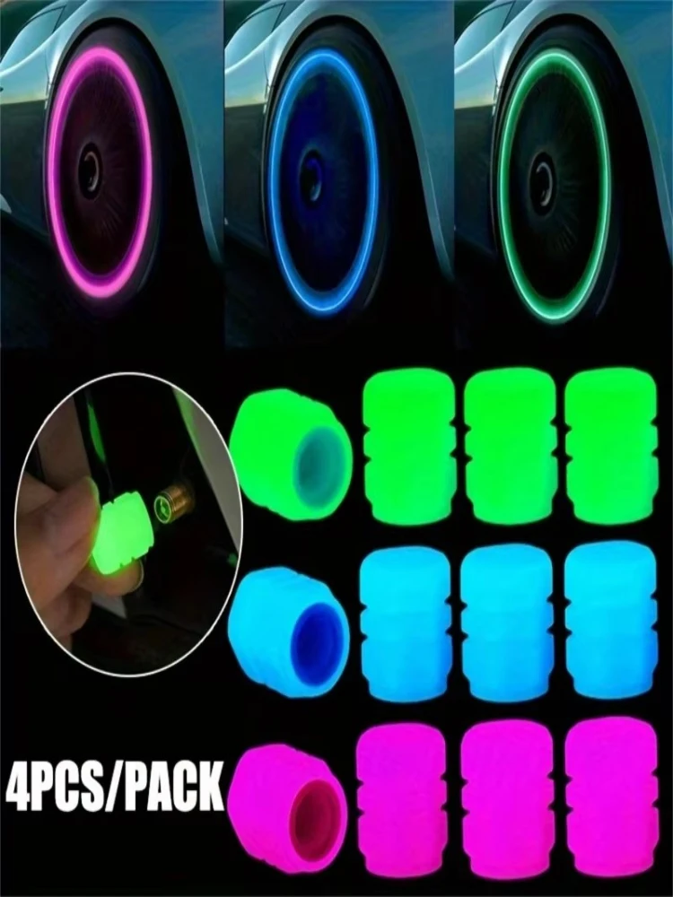 AliExpress NONE 4/8/16/24pcs Tire Valve Caps Motorcycle Bike Wheel Nozzle Dustproof Tyre Valve Stem Fluorescent Night Glowing Car Accessories