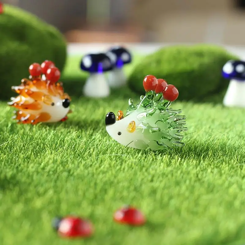 Glass Berry Little Hedgehog Craft Glass Animal Small Ornament Office Desktop Home Decoration Gift