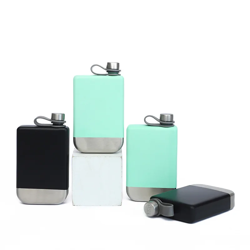 8oz portable Stainless Steel muticolor Hip Flask Pocket Hip Flask gift package Alcohol Whiskey Hip Flask Screw Cap gift customiz