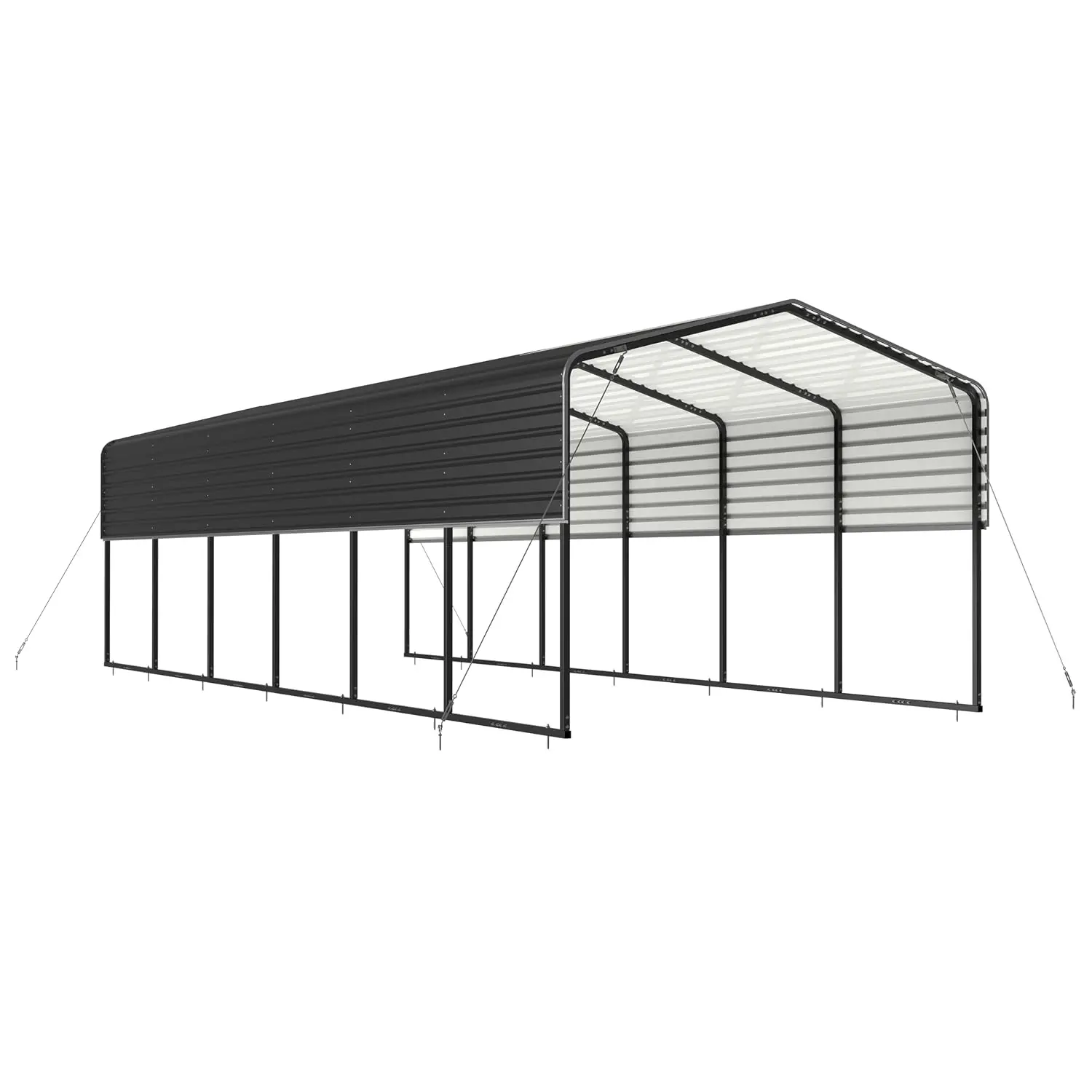 Metal Carport with Roof & Sidewall 12x26x9.6ft Outdoor Vehicle Shelter Storage Tent, Customized