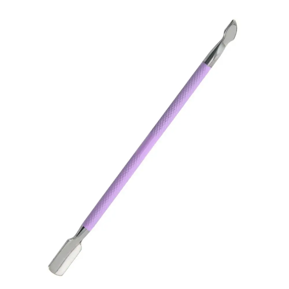 الفولاذ المقاوم للصدأ مزدوج الرأس الصلب دفع إزالة العلاج بالضوء الغراء إزالة طلاء الأظافر الغراء مسمار أداة فنية مزدوجة دفع ملعقة انتهازي