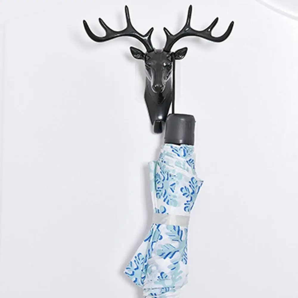 Llavero colgante de pared con cuernos de cabeza de ciervo, perchero para colgar ropa Vintage, sombrero, bufanda, llave, ciervo, decoración de pared