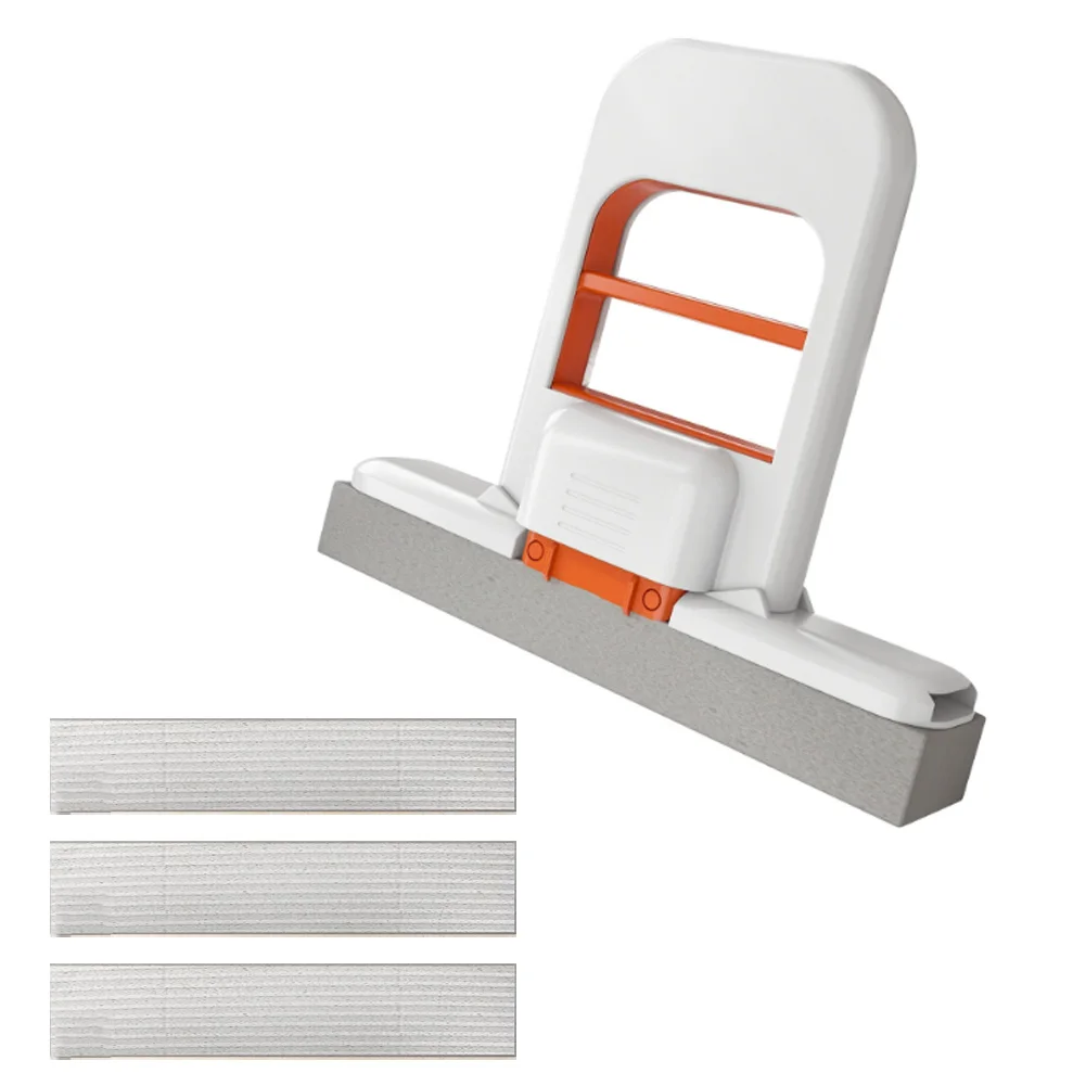 Foldable Mini Desktop Mop with 3 Interchangeable Sponge Heads for Wet and Dry Cleaning Suitable for Various Surfaces