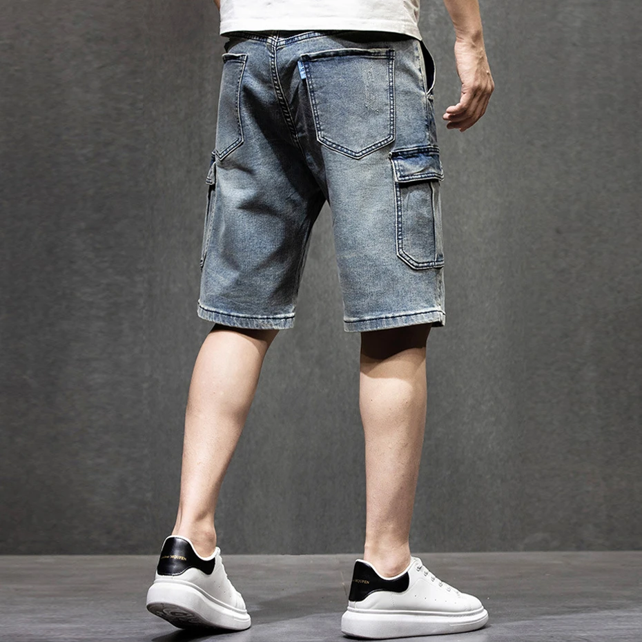 Plus Szie 44 Denim Shorts Men Summer Jeans Shorts Baggy Cargo Shorts Fashion Streetwear Short Pants Male Big Size