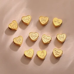 EUEAVAN 1pc Heart Shape Family Series Charms for Jewelry Making Mother Father Wife Sister Stainless Steel Charms DIY Jewelry Sup