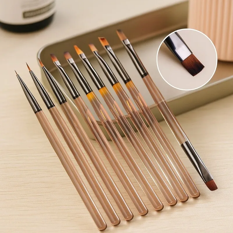 Nagelbürsten-Set, professionelles Nagelkunst-Design, Stift, Malwerkzeuge mit Verlängerungs-Gel-Pinsel für Salon, Zuhause, DIY, Maniküre-Set, 9 Stück