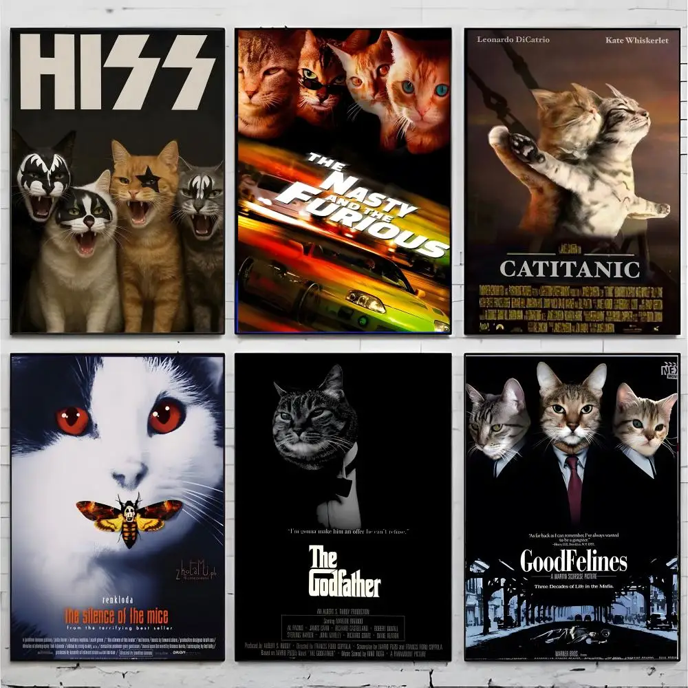 funny cat meme art C-Cat Movie Meme Poster Premium Decor Art & Gift for Household Lounge Home Ornaments