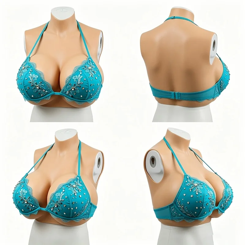 Huge Silicone Breast Forms Plate for Crossdresser Trans Cosplay Transgender with Nipple Areola Fake Boobs Bodysuit Shakeing